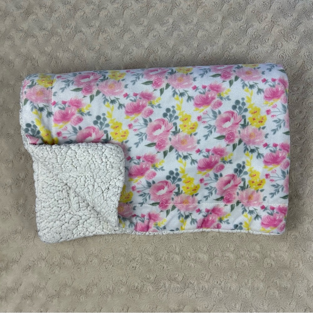 Kensie Baby Pink Floral Baby Blanket Yellow White Sherpa Green Gray Flower